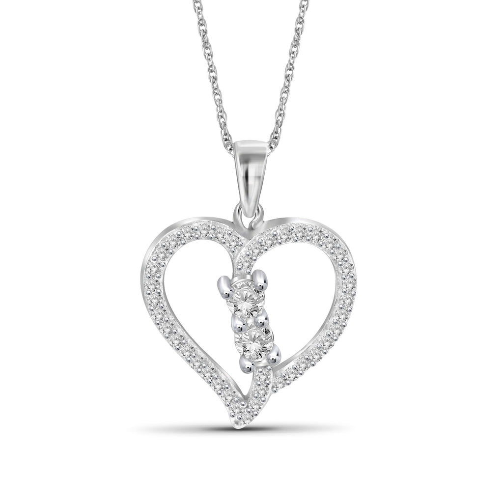 1/2 Carat T.W. Genuine White Diamond Heart Pendant in 14K White Gold