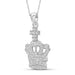1/7 Carat T.W. Genuine White Diamond Crown Pendant in 14K White Gold