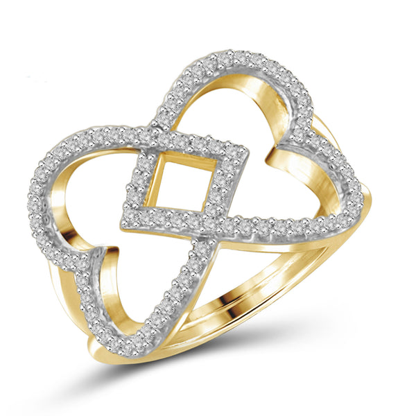 1/4 Carat T.W. Genuine White Diamond Heart Ring in 14K Yellow Gold
