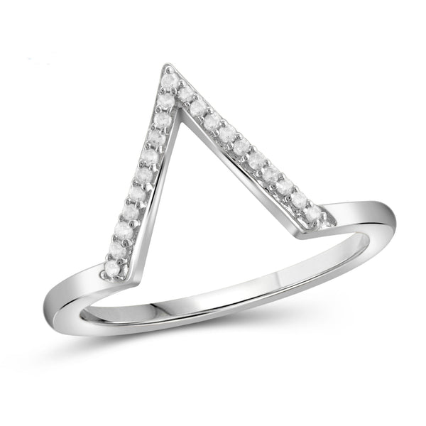 1/10 Carat T.W. Genuine White Diamond V-shaped Ring in 14K White Gold