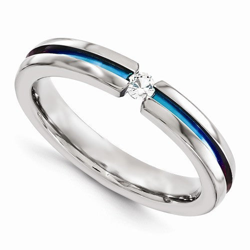Rainbow Titanium Ring with a Center Stone