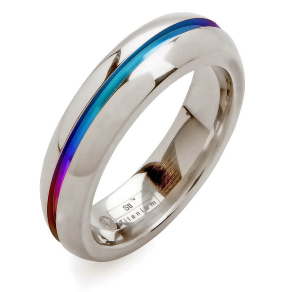 Rounded Titanium Ring with Rainbow Cutout
