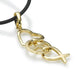 Yellow Gold Love Peace and Hope Pendant on Rubber Cord