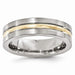 Grey Titanium And 14k Yellow Gold Grooved 6mm Band