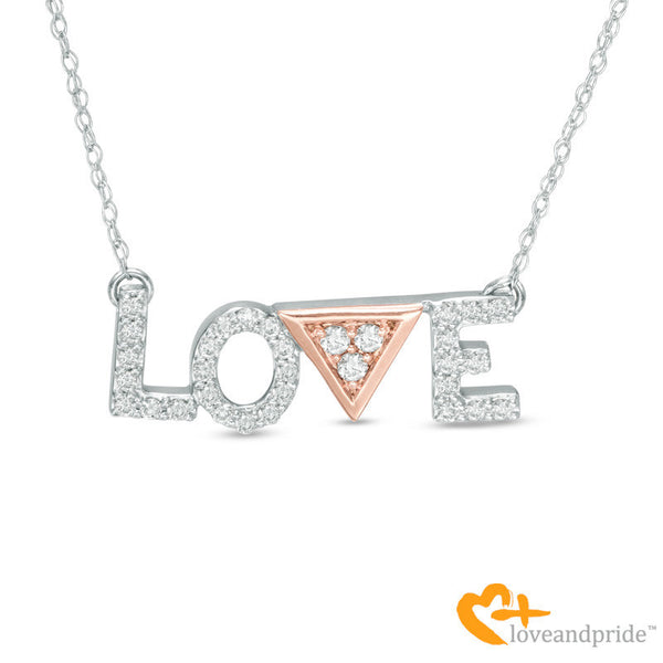1/5 CT. T.W. Diamond "LOVE" Necklace in 14K Two-Tone Gold - 17"