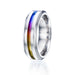 Grey Titanium Ring with Rainbow Colors