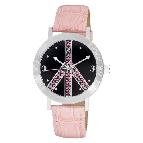 Pink & Black watch with Crystals