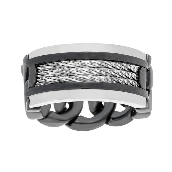 Stainless Steel Curb Chain Design Men's Ring