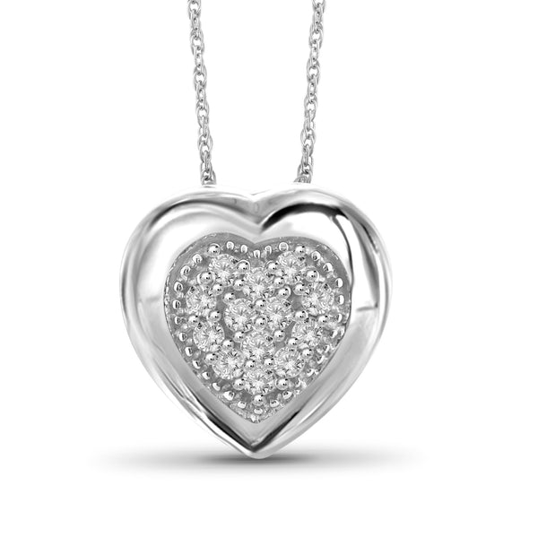 1/7 Carat T.W. Genuine White Diamond Heart Pendant in 14K White Gold