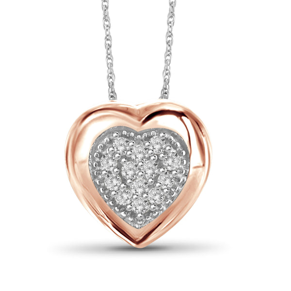1/7 Carat T.W. Genuine White Diamond Heart Pendant in 14K Rose Gold