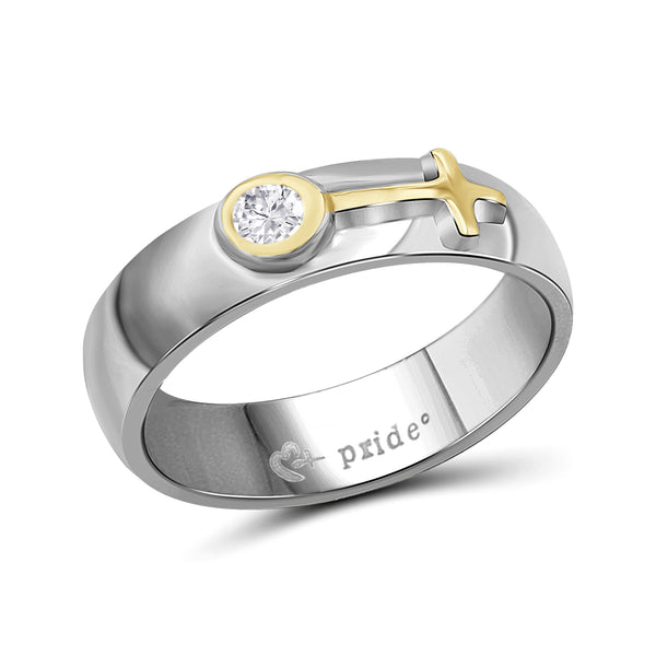 1/5 CTW 14K Two Tone Yellow Gold Ring with Female Insignia
