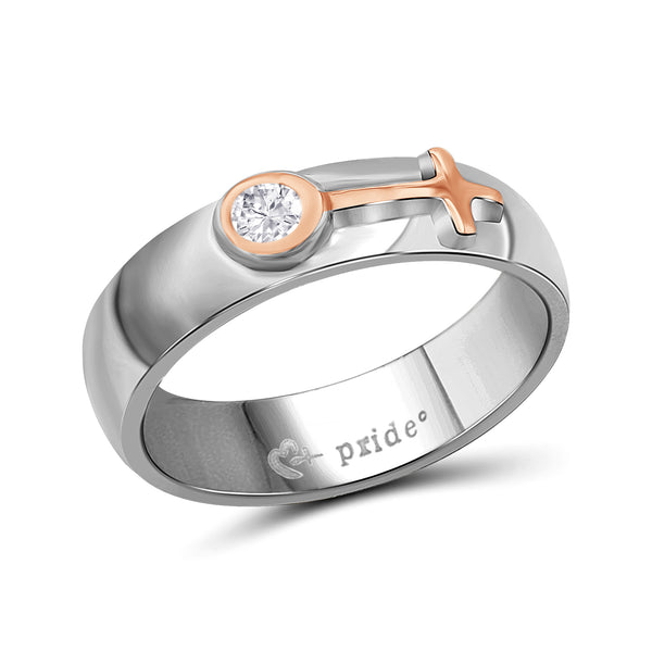 1/5 CTW 14K Two Tone Rose Gold Ring with Female Insignia