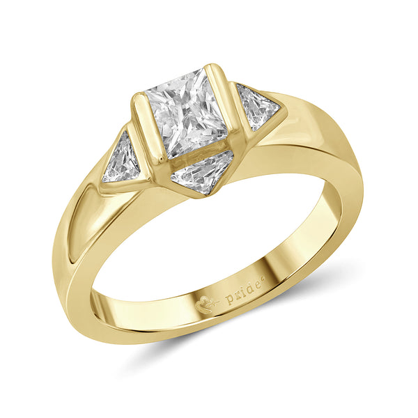 1.00 CTW 14Karat Yellow Gold Princess and Trillion Engagement Ring