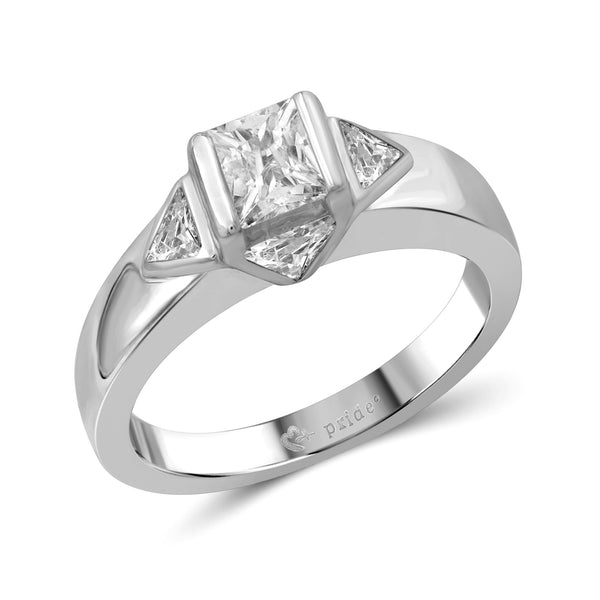 1.00 CTW 14Karat White Gold Princess and Trillion Engagement Ring