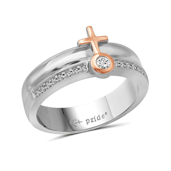 1/4 CTW 14K Two Tone Rose Gold Female Insignia Combination Ring