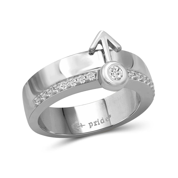 1/4 CTW 14K White Gold Male Insignia Ring