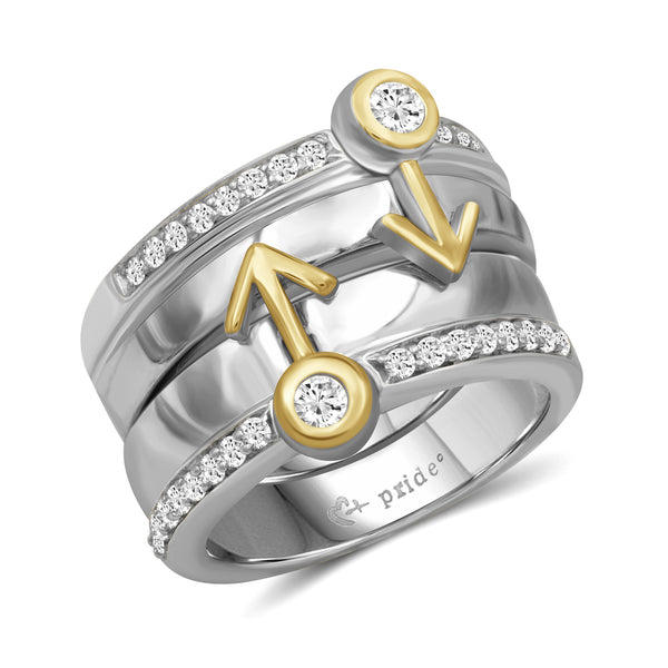 1/2 CTW 14K Two Tone Yellow Gold Male Insignia Combination Ring