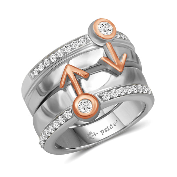 1/2 CTW 14K Two Tone Rose Gold Male Insignia Combination Ring