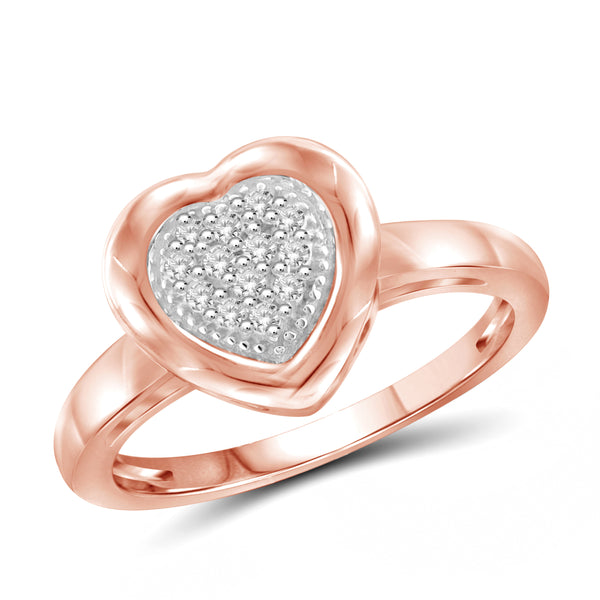 1/7 Carat T.W. Genuine White Diamond Heart Ring in 14K Rose Gold