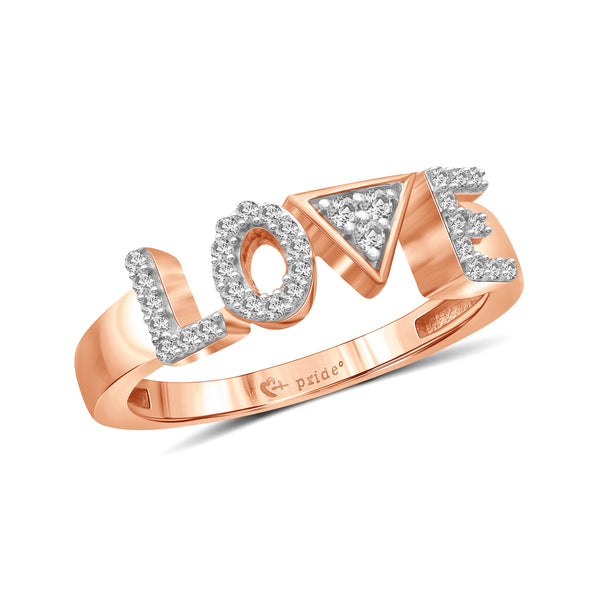 1/5 CT. T.W. Diamond "LOVE" Anniversary Ring in 14K Rose Gold