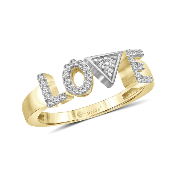 1/5 CT. T.W. Diamond "LOVE" Anniversary Ring in 14K Yellow Two-Tone Gold
