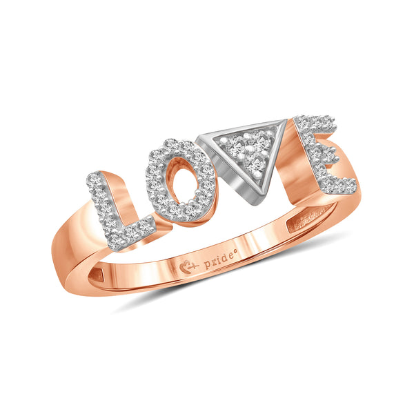 1/5 CT. T.W. Diamond "LOVE" Anniversary Ring in 14K Rose Two-Tone Gold