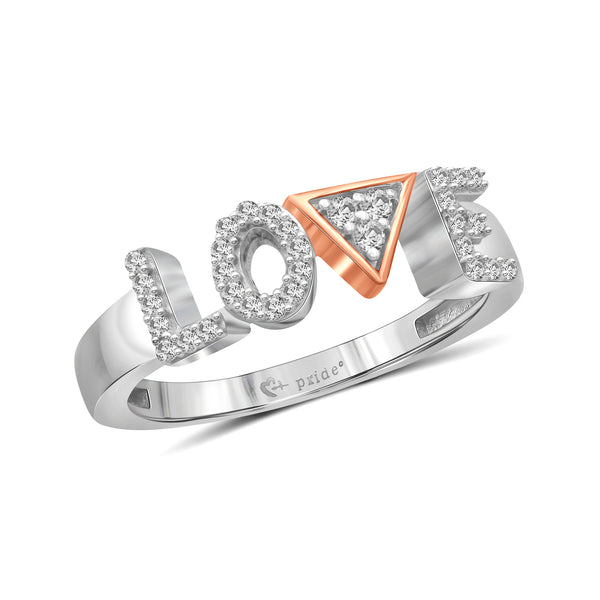 1/5 CT. T.W. Diamond "LOVE" Anniversary Ring in 14K Two-Tone Rose Gold