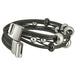 Multi-Strand Black Leather Bracelet with Stainless Steel BeadsBR206
