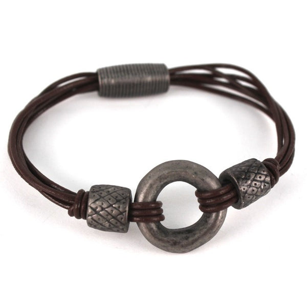Brown & Hematite Center Ring Bracelet