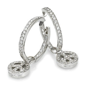 White Gold 1.40ct Hoops with Peace Charm