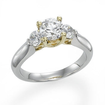 0.75ct White Gold Three Stone Ring with Yellow Gold Hope and Love Symbols