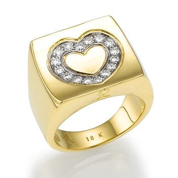 Yellow Gold Love Ring with Diamonds