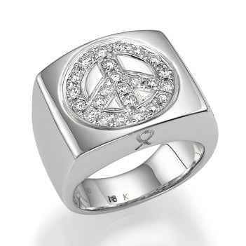 White Gold Peace Ring with Diamonds