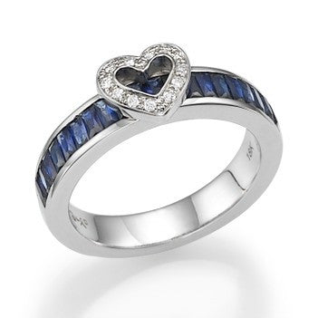 Gold and Blue Sapphire Love Ring
