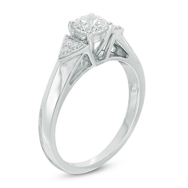 1/2 CT. T.W. Diamond Tri-Sides Engagement Ring in 14K White Gold