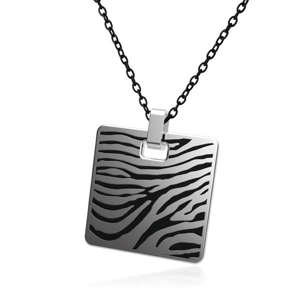 Stainless Steel Pendant With Black Zebra Pattern